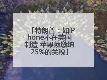 特朗普：如iPhone不在美国制造 苹果须缴纳25%的关税