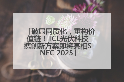 破局同质化，重构价值链！TCL光伏科技携创新方案即将亮相SNEC 2025
