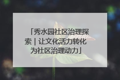 秀水园社区治理探索｜让文化活力转化为社区治理动力