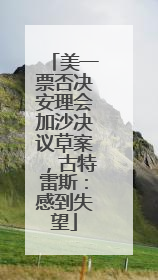 美一票否决安理会加沙决议草案，古特雷斯：感到失望