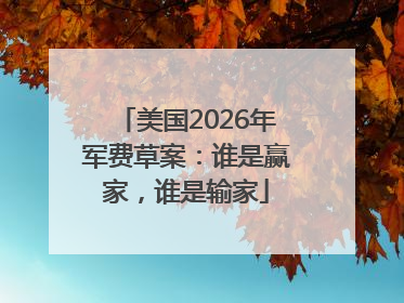 美国2026年军费草案：谁是赢家，谁是输家
