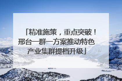 精准施策，重点突破！邢台一群一方案推动特色产业集群提档升级