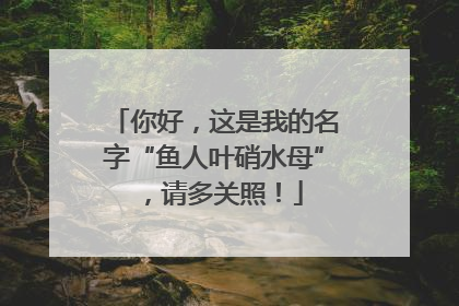 你好，这是我的名字“鱼人叶硝水母”，请多关照！