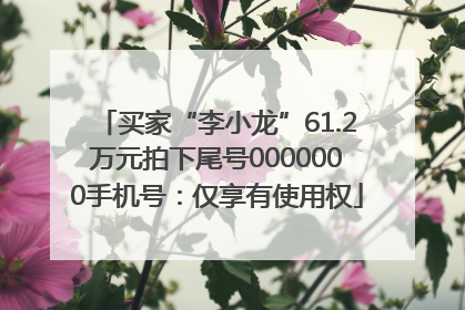 买家“李小龙”61.2万元拍下尾号0000000手机号：仅享有使用权