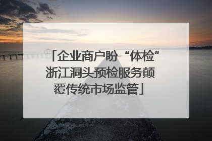 企业商户盼“体检” 浙江洞头预检服务颠覆传统市场监管