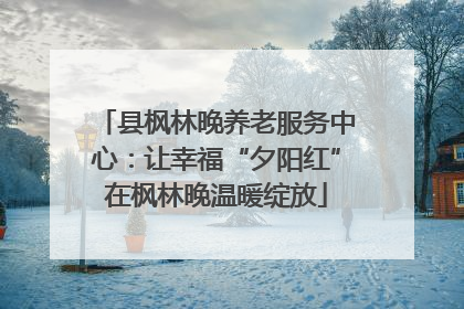 县枫林晚养老服务中心：让幸福“夕阳红”在枫林晚温暖绽放