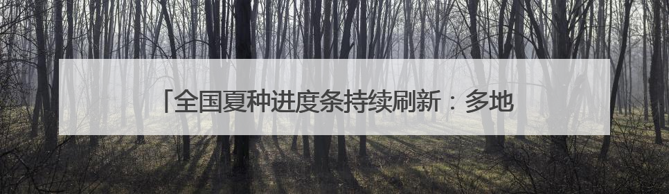 全国夏种进度条持续刷新：多地抢抓农时 筑牢粮食丰收基础