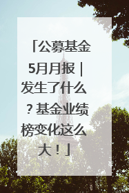公募基金5月月报｜发生了什么？基金业绩榜变化这么大！