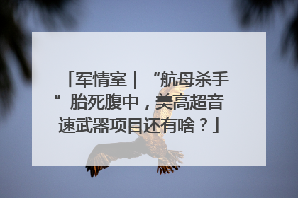 军情室｜“航母杀手”胎死腹中，美高超音速武器项目还有啥？