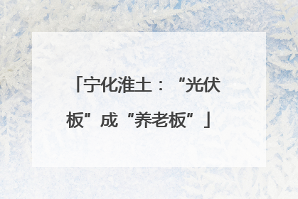 宁化淮土：“光伏板”成“养老板”