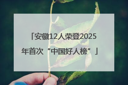 安徽12人荣登2025年首次“中国好人榜”