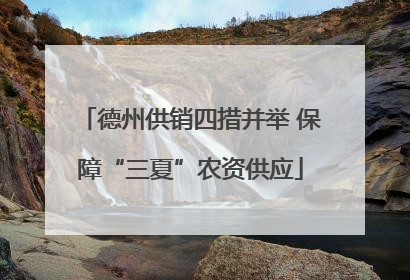 德州供销四措并举 保障“三夏”农资供应