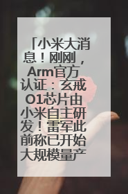 小米大消息！刚刚，Arm官方认证：玄戒O1芯片由小米自主研发！雷军此前称已开始大规模量产