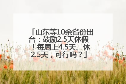 山东等10余省份出台：鼓励2.5天休假！每周上4.5天、休2.5天，可行吗？