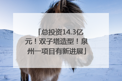 总投资14.3亿元！双子塔造型！泉州一项目有新进展