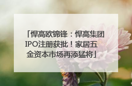 悍高欧锦锋：悍高集团IPO注册获批！家居五金资本市场再添猛将