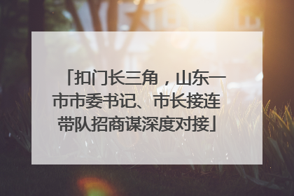 扣门长三角，山东一市市委书记、市长接连带队招商谋深度对接