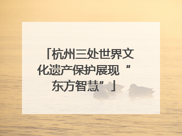 杭州三处世界文化遗产保护展现“东方智慧”