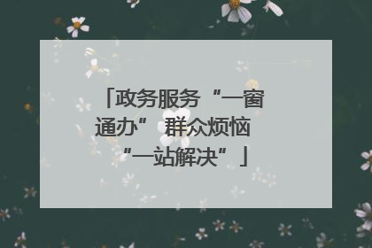 政务服务“一窗通办” 群众烦恼“一站解决”