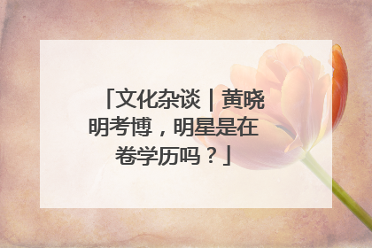 文化杂谈｜黄晓明考博，明星是在卷学历吗？
