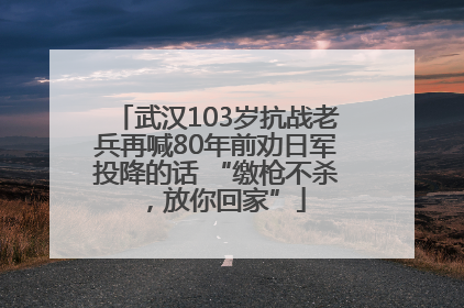 武汉103岁抗战老兵再喊80年前劝日军投降的话 “缴枪不杀，放你回家”