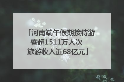 河南端午假期接待游客超1511万人次 旅游收入近68亿元