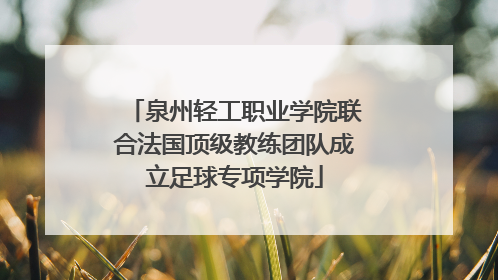 泉州轻工职业学院联合法国顶级教练团队成立足球专项学院