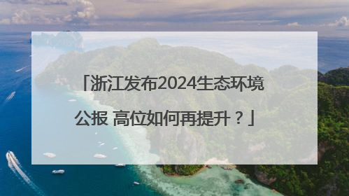 浙江发布2024生态环境公报 高位如何再提升？