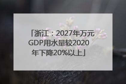 浙江：2027年万元GDP用水量较2020年下降20%以上