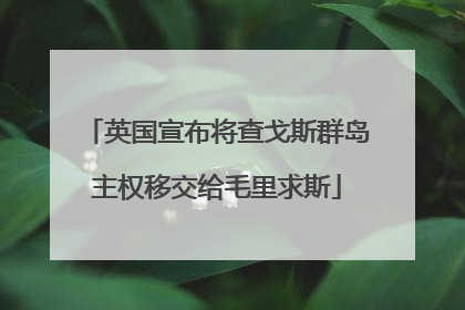 英国宣布将查戈斯群岛主权移交给毛里求斯