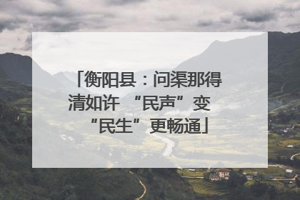 衡阳县：问渠那得清如许 “民声”变“民生”更畅通