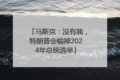 马斯克：没有我，特朗普会输掉2024年总统选举