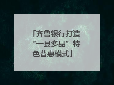 齐鲁银行打造“一县多品”特色普惠模式