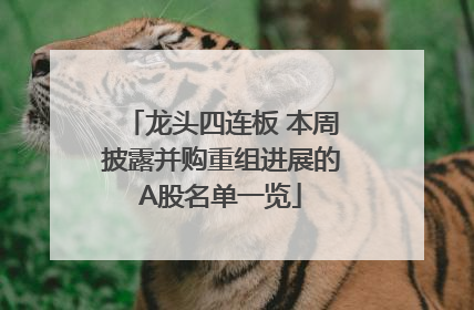 龙头四连板 本周披露并购重组进展的A股名单一览