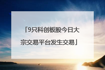 9只科创板股今日大宗交易平台发生交易